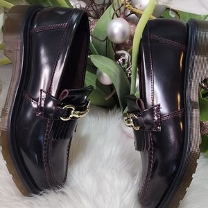 Dr. Martens Black Loafers with Gold Buckle
